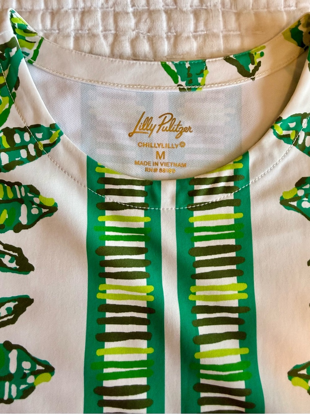 Lilly Pulitzer Kaden ChillyLilly UPF 50+ White Maxi Dress with Green Palm Print - Picture 3 of 3